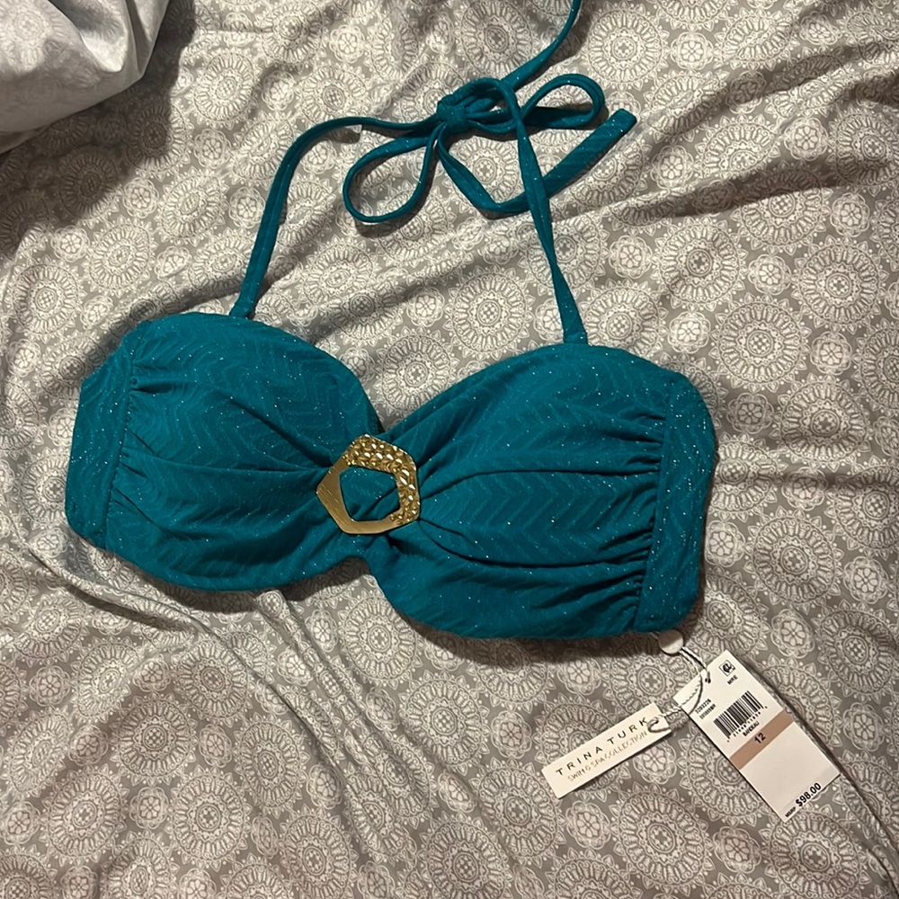 Brand New Teal Sparkly Halter OR Strapless Bikini